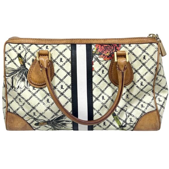 L.A.M.B. by Gwen Stefani Satchel Handbag Marigold Floral Print White Brown - Picture 3 of 16